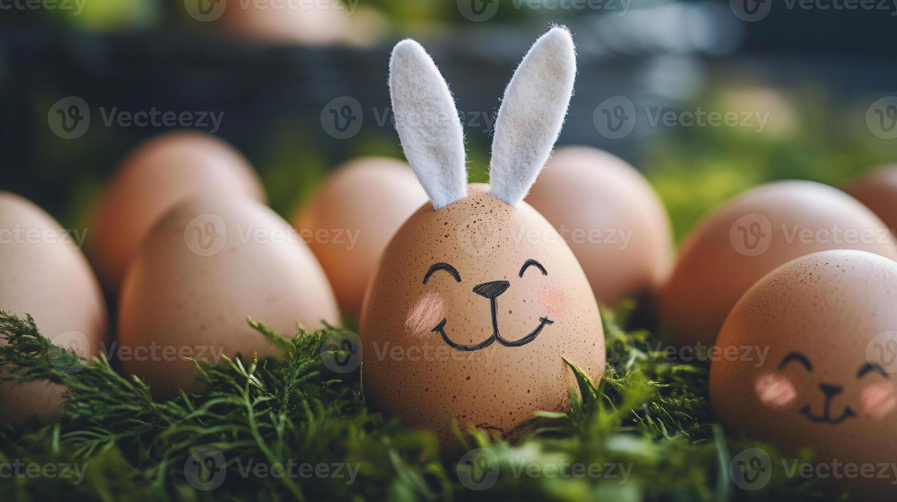 Adorable Easter Eggs Featuring Bunny Faces with Tiny Ears photo