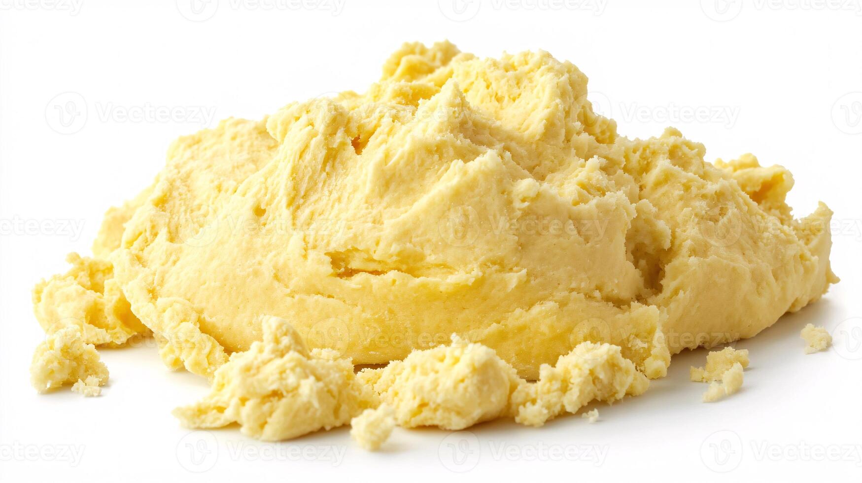 Soft and elastic bread dough texture isolated on clean white surface photo