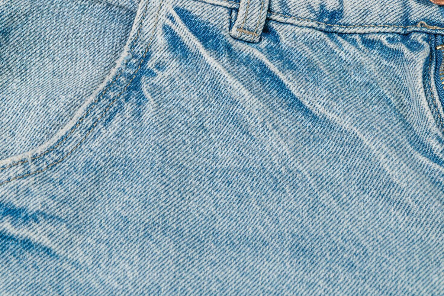 Denim fabric showcases texture and color in casual style photo