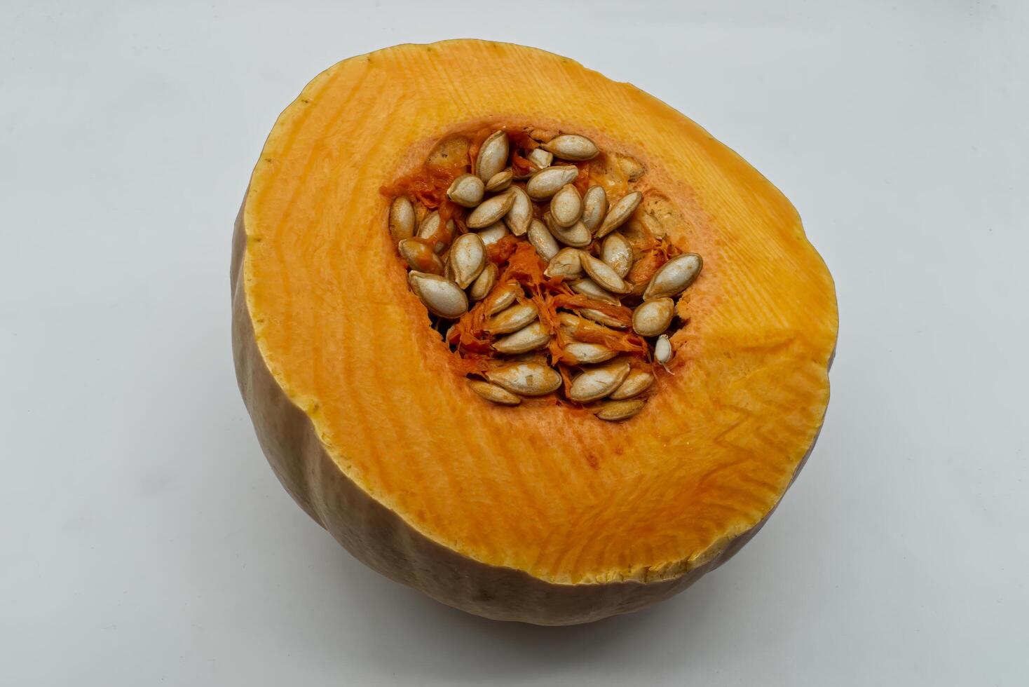 Close-up of a Butternut Squash Half Showing Seeds photo