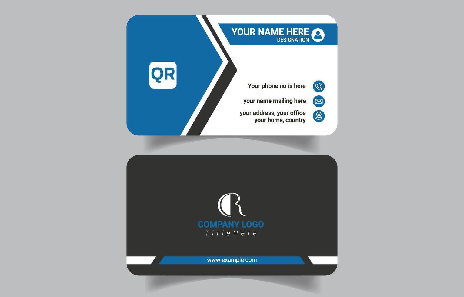 Business card with QR code and logo vector