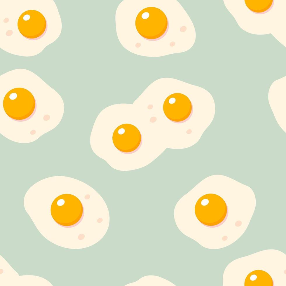 Doodle seamless pattern with roasted eggs. Perfect print for paper, fabric, textile. Food illustration for decor and design. vector