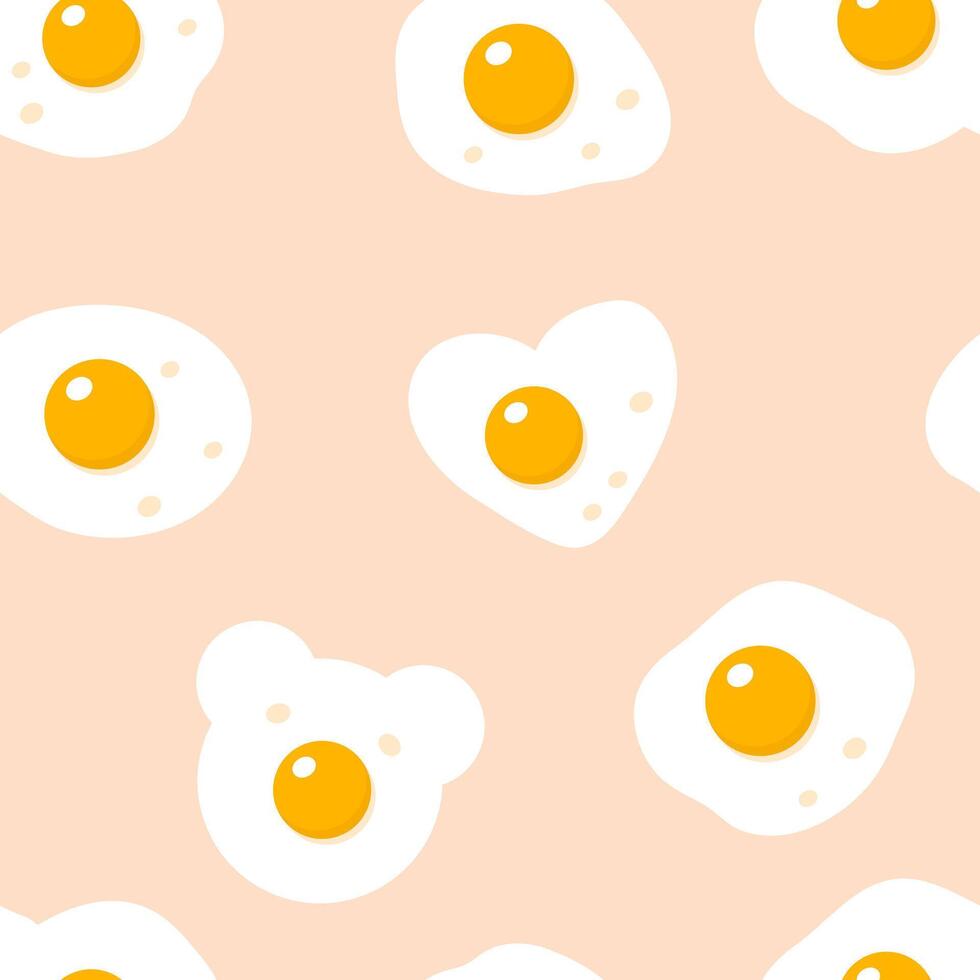 Cute fried eggs seamless pattern, great design for any purposes. Hand drawn doodle illustration. vector