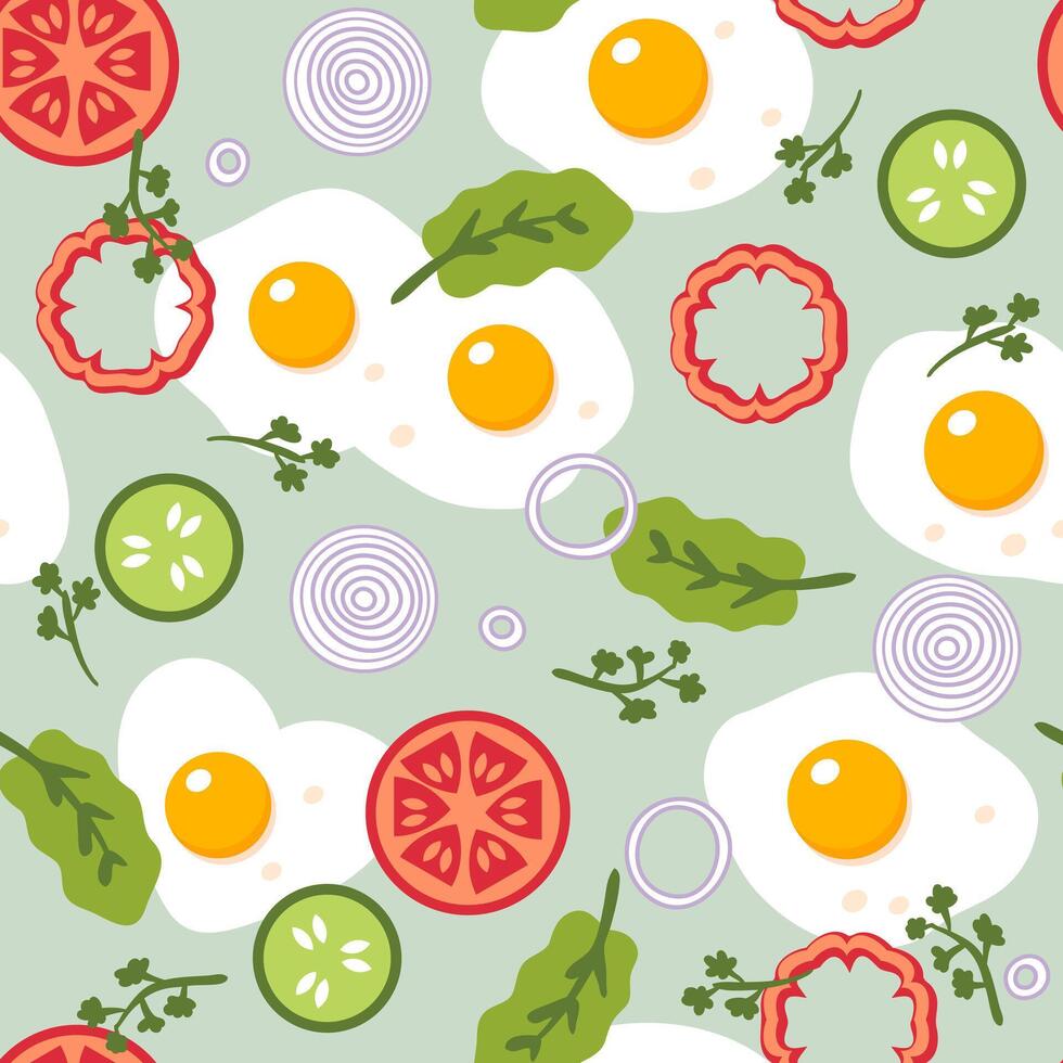 Eggs and vegetables pattern design vector