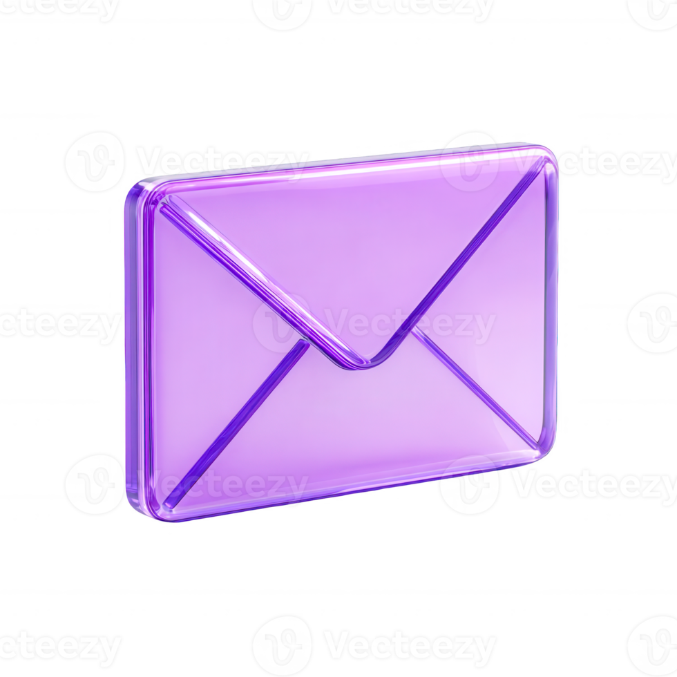 Purple Glass Envelope Icon Digital Mail Message Communication, png