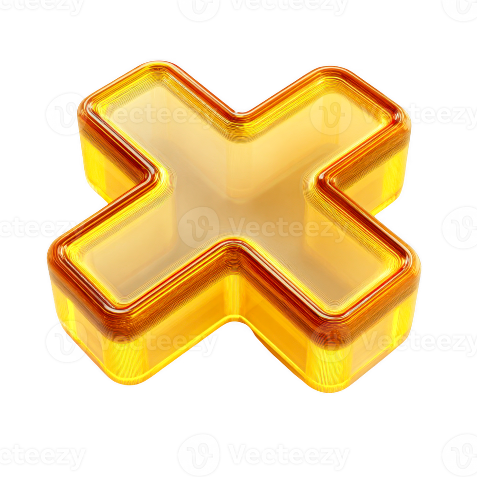 Golden X Symbol 3D Render Abstract Design, png