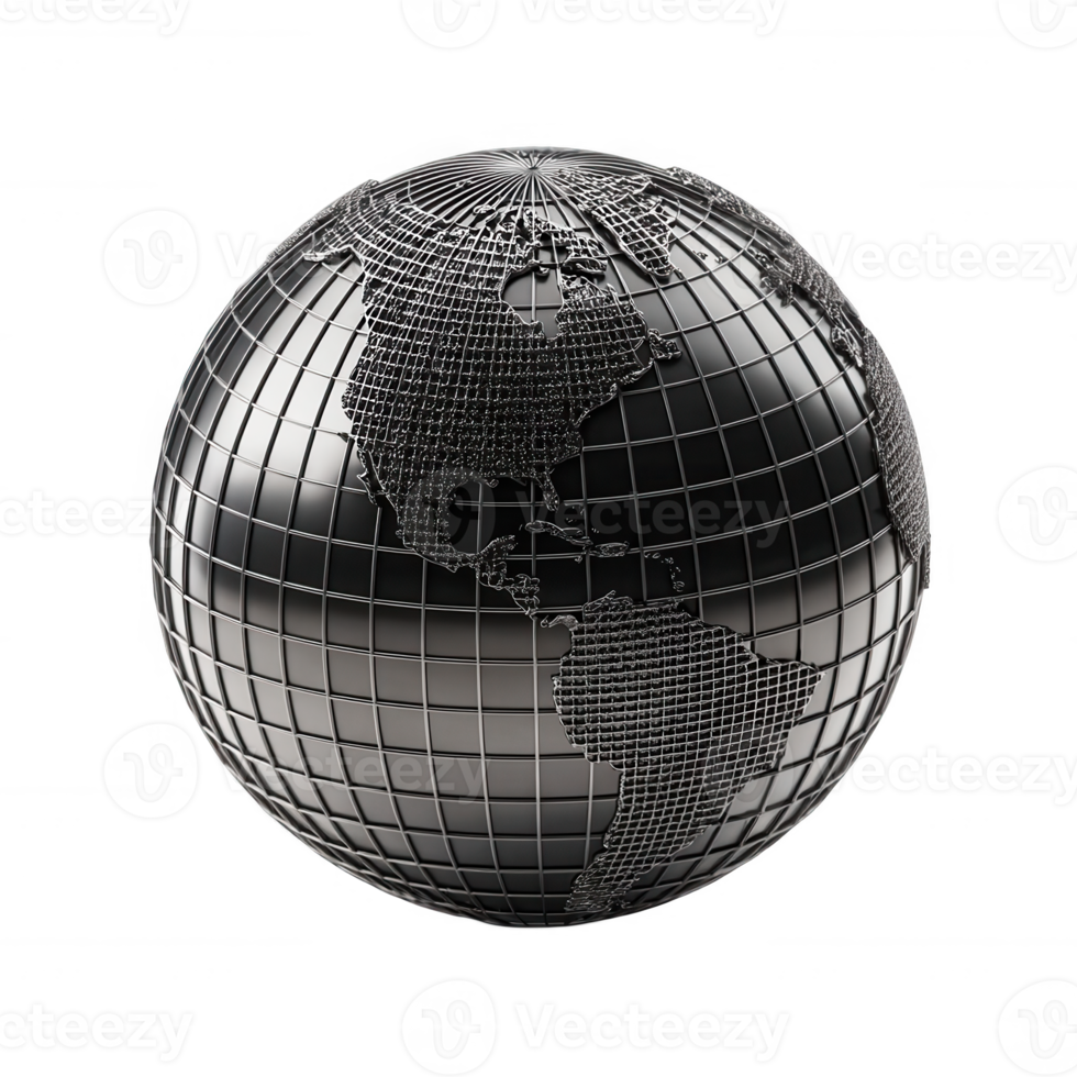 Metallic Globe World Map Global Network Technology png