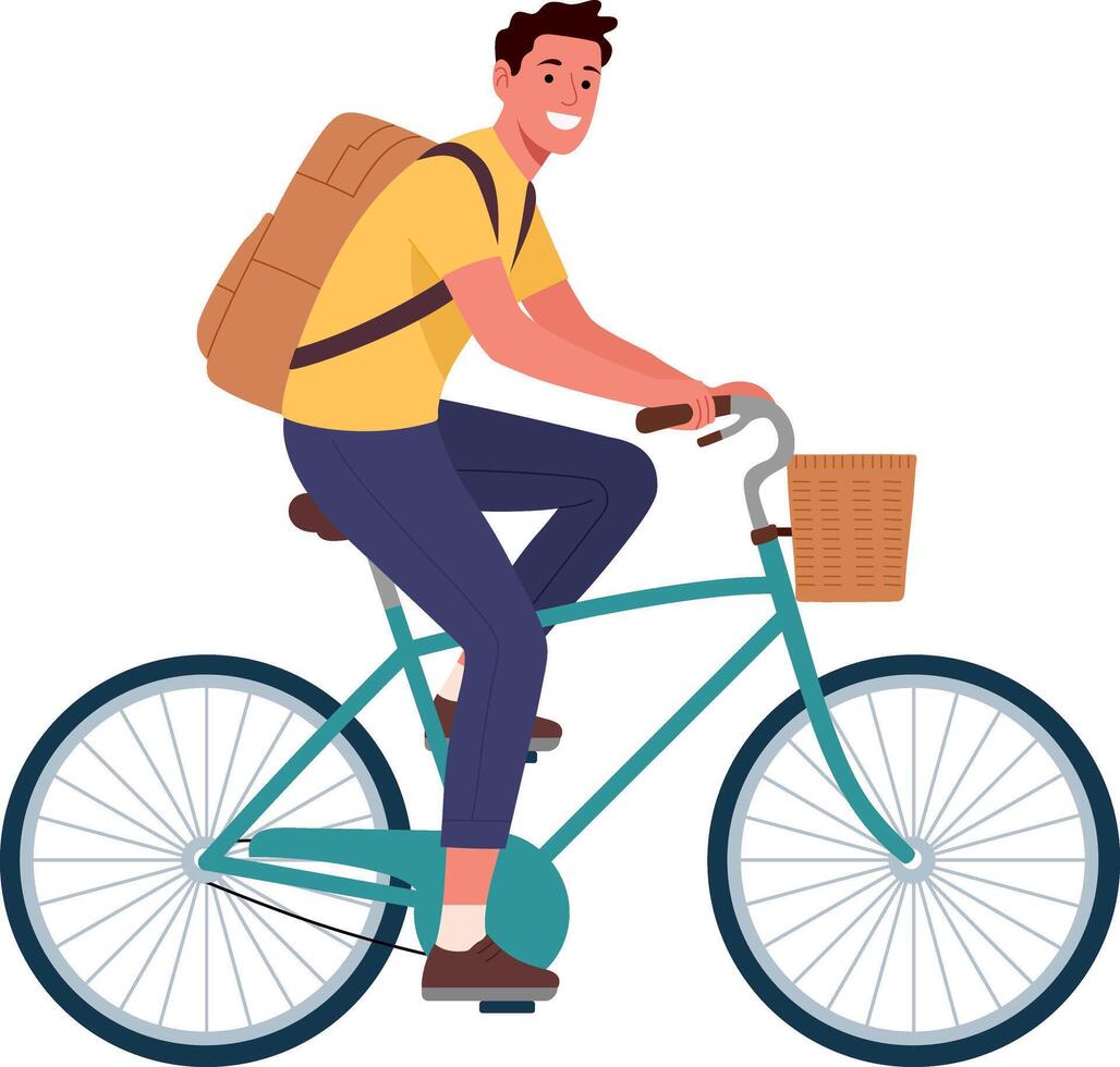 A man ride bicycle with smiling illustration vector