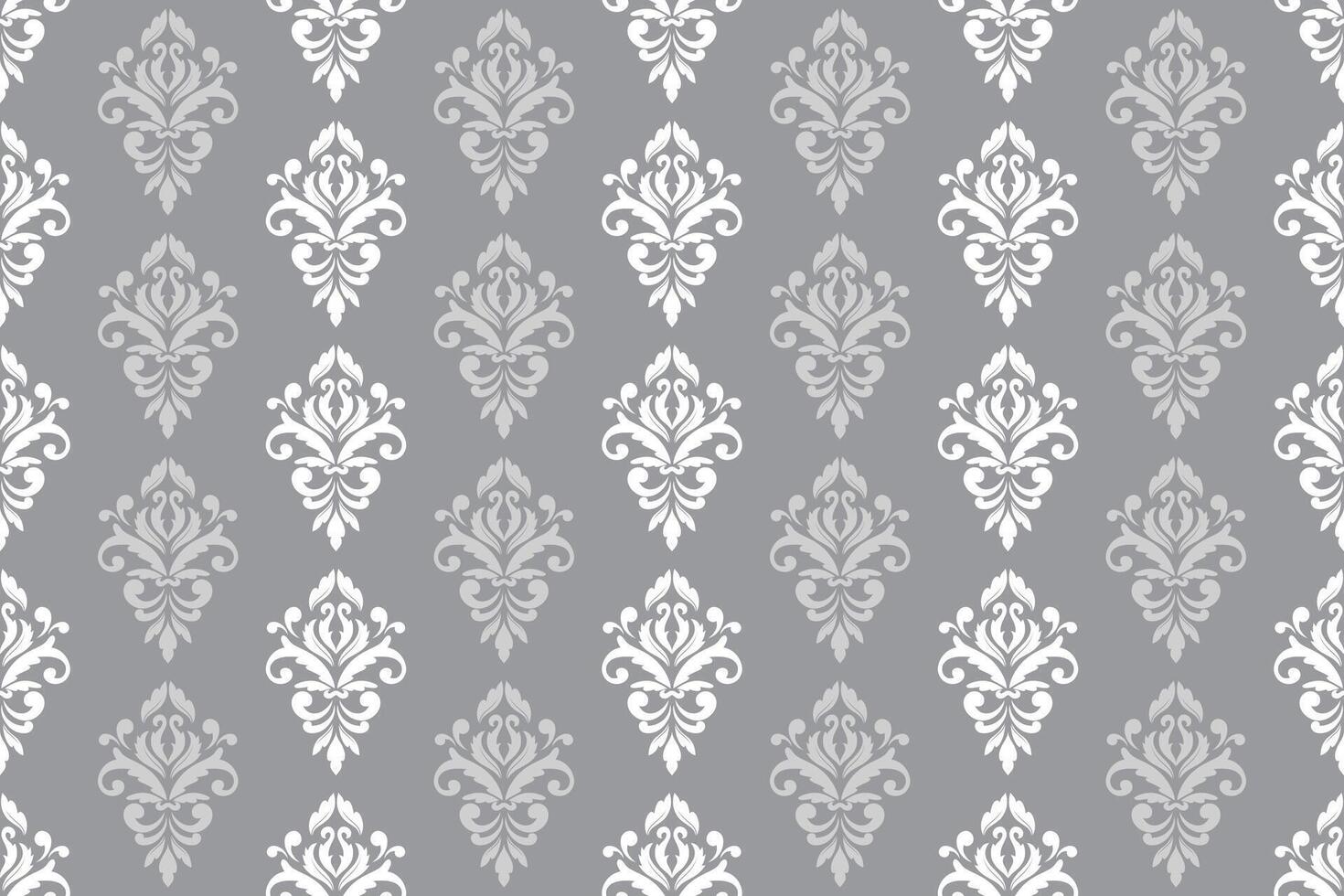 Elegant Victorian floral damask seamless pattern on gray background vector