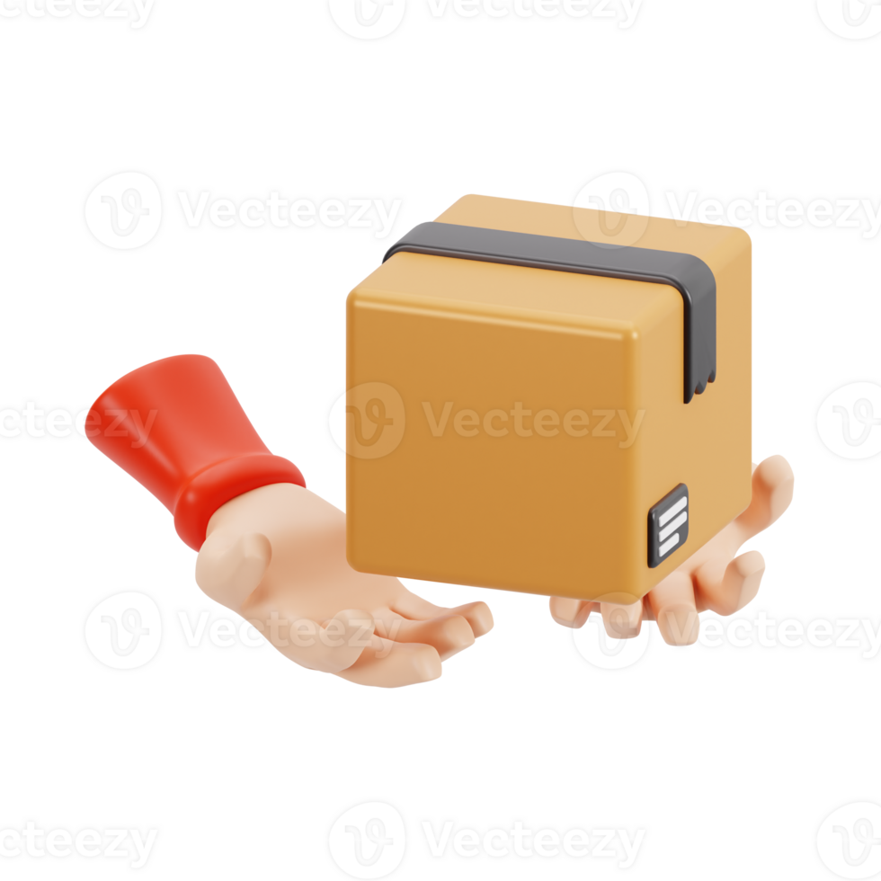 Receiving parcel from courier 3d illustration png
