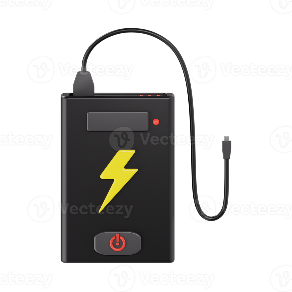 Portable mobile battery 3d render png