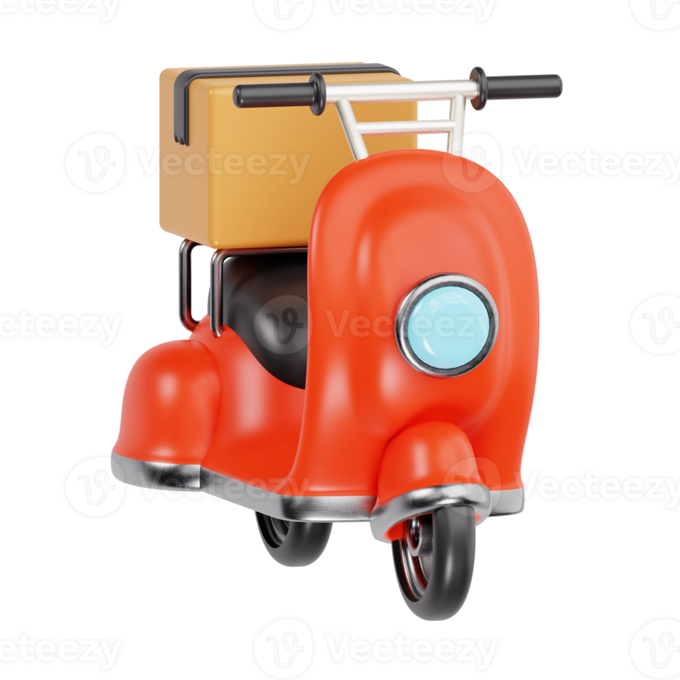 3d render of a red delivery scooter png