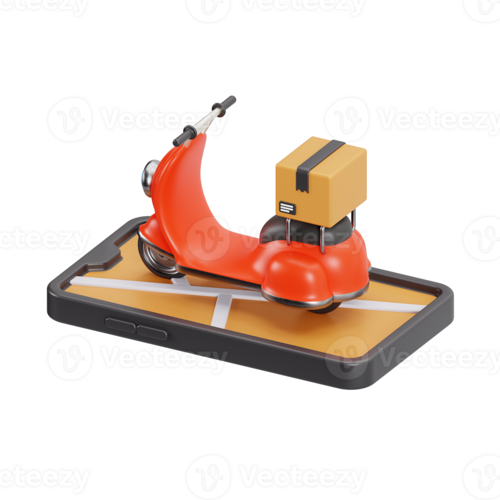 3d illustration of online delivery tracking app png