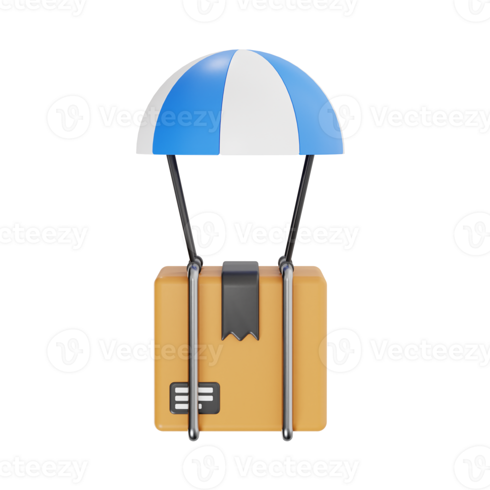 Package delivery by air 3d render png