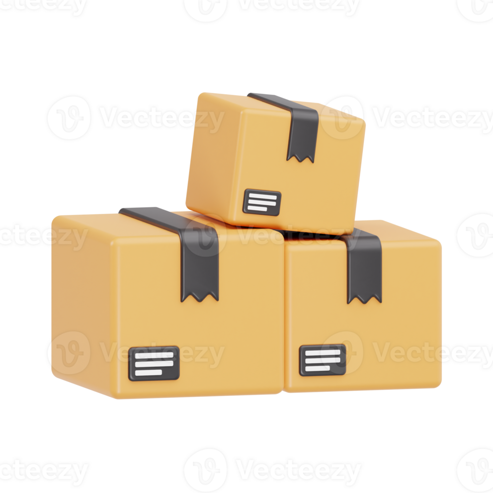 3d render of stacked delivery boxes png
