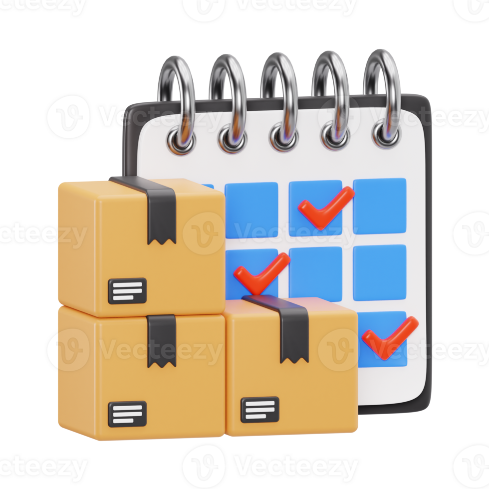 3d render of delivery schedule with boxes png