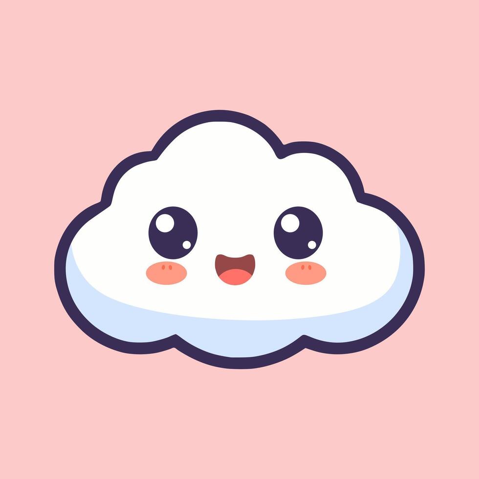 Simple Cute Illustration of Smiling Cloud vector