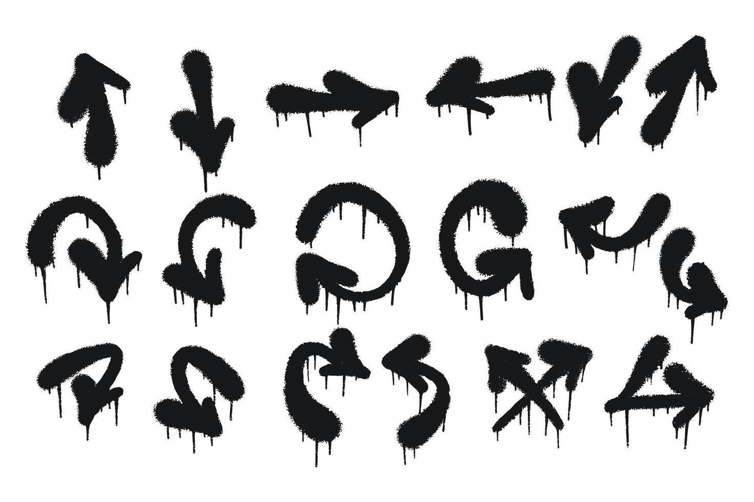 Collection of Drip Style Graffiti Arrows Illustrations vector