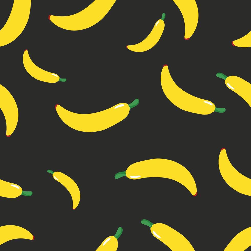 Vibrant Yellow Banana Peppers Seamless Pattern Dark Background, Bold Design vector
