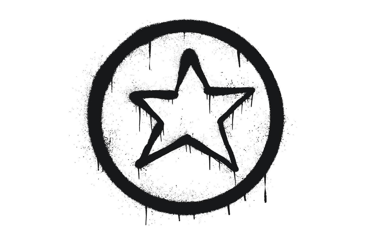 Graffiti Style Star Icon Circular Emblem Design vector