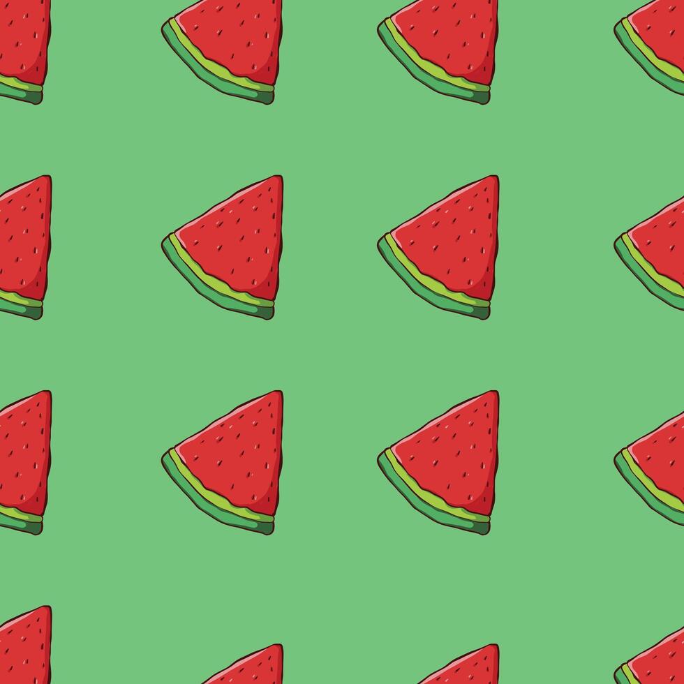Summer Watermelon Slice Pattern Repeating Green Background Illustration vector