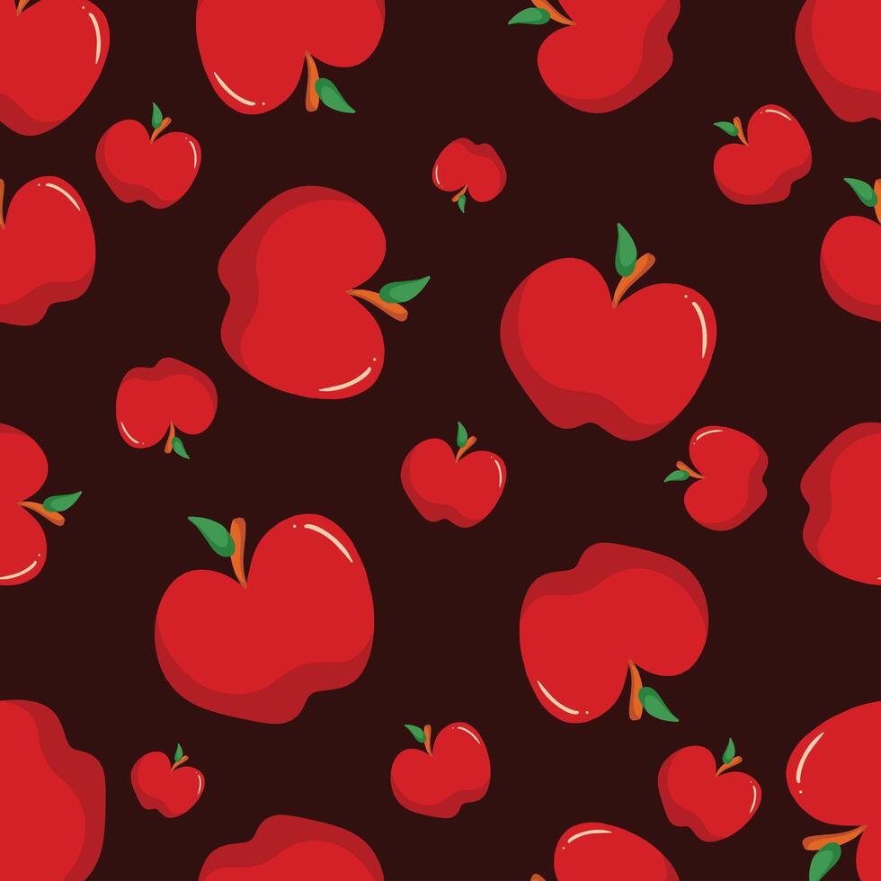 Seamless Pattern Design Red Apples on Dark Background - Perfect for Fall, Autumn, and Food Themed Projects vector
