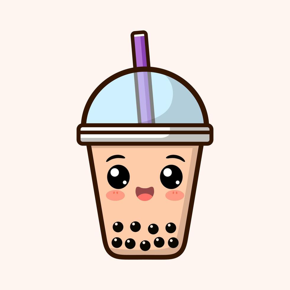 Cute boba tea character illustration vector