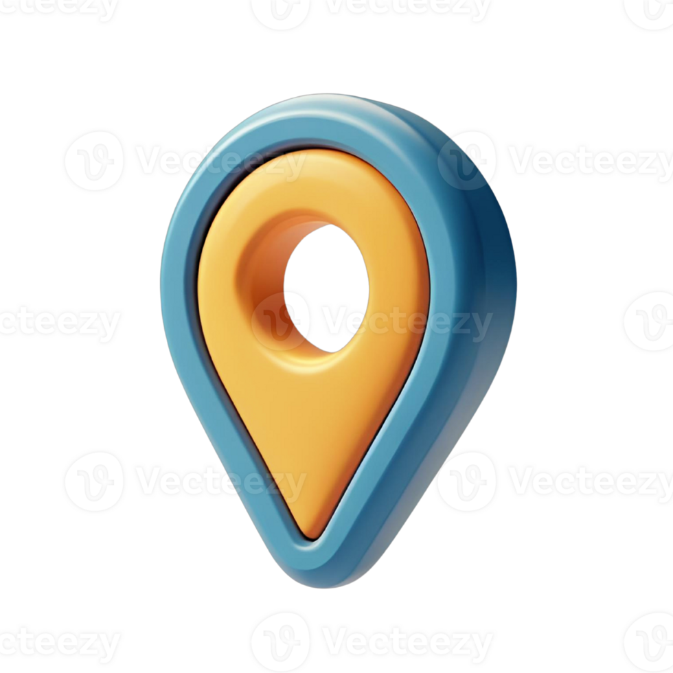Orange and Blue 3D Location Pin Icon isolated on a transparent background 3D icon png