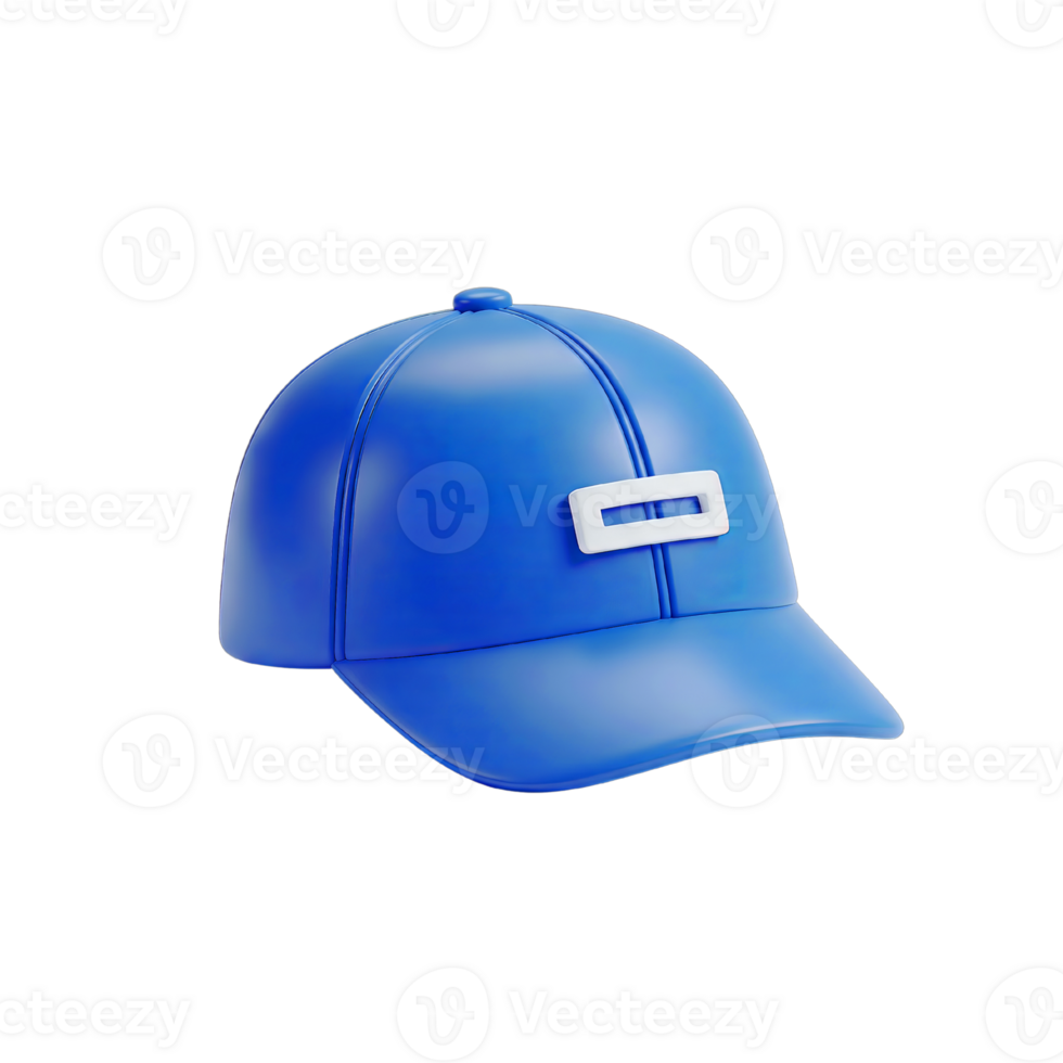 Blue Baseball Cap 3 D Icon White Detail isolated on a transparent background image png