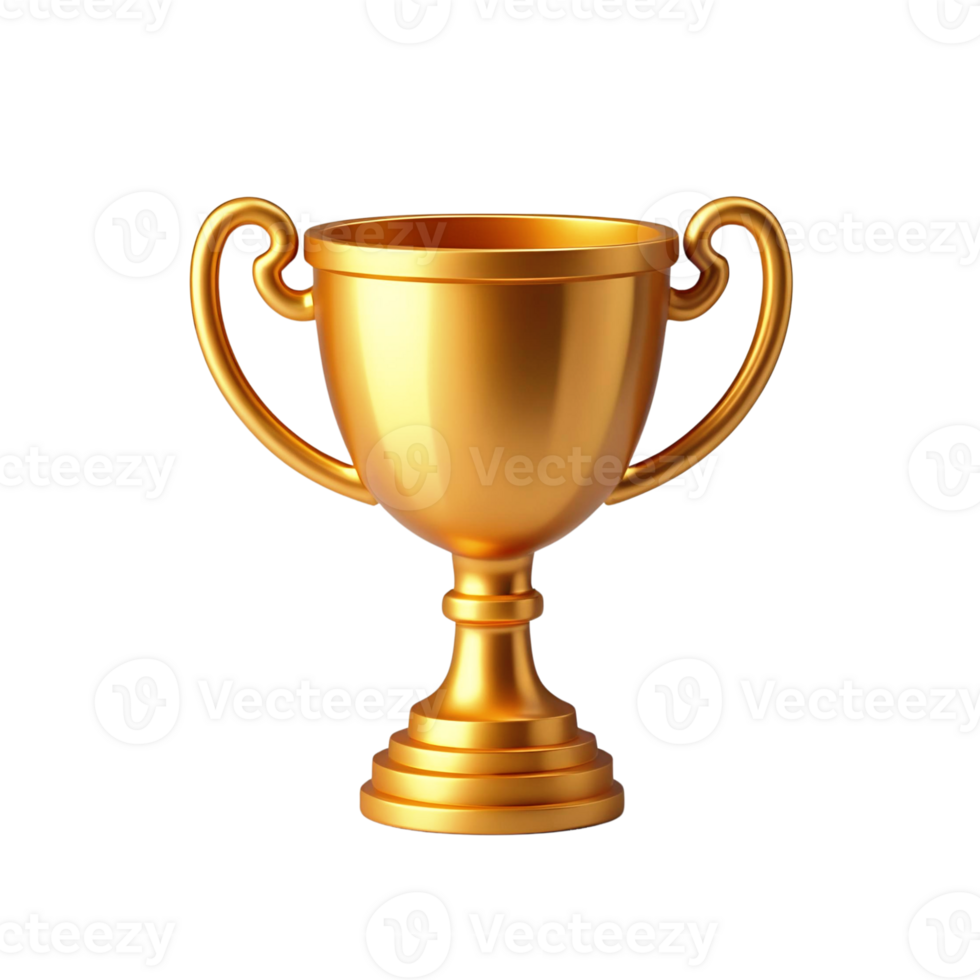Golden Trophy Cup Award 3 D Icon isolated on a transparent background winner png