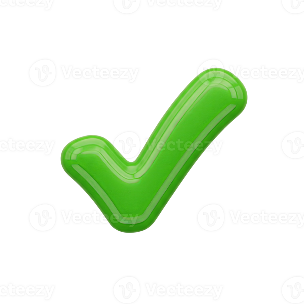 Glossy Green 3 D Check Mark Icon isolated on a transparent background tick png
