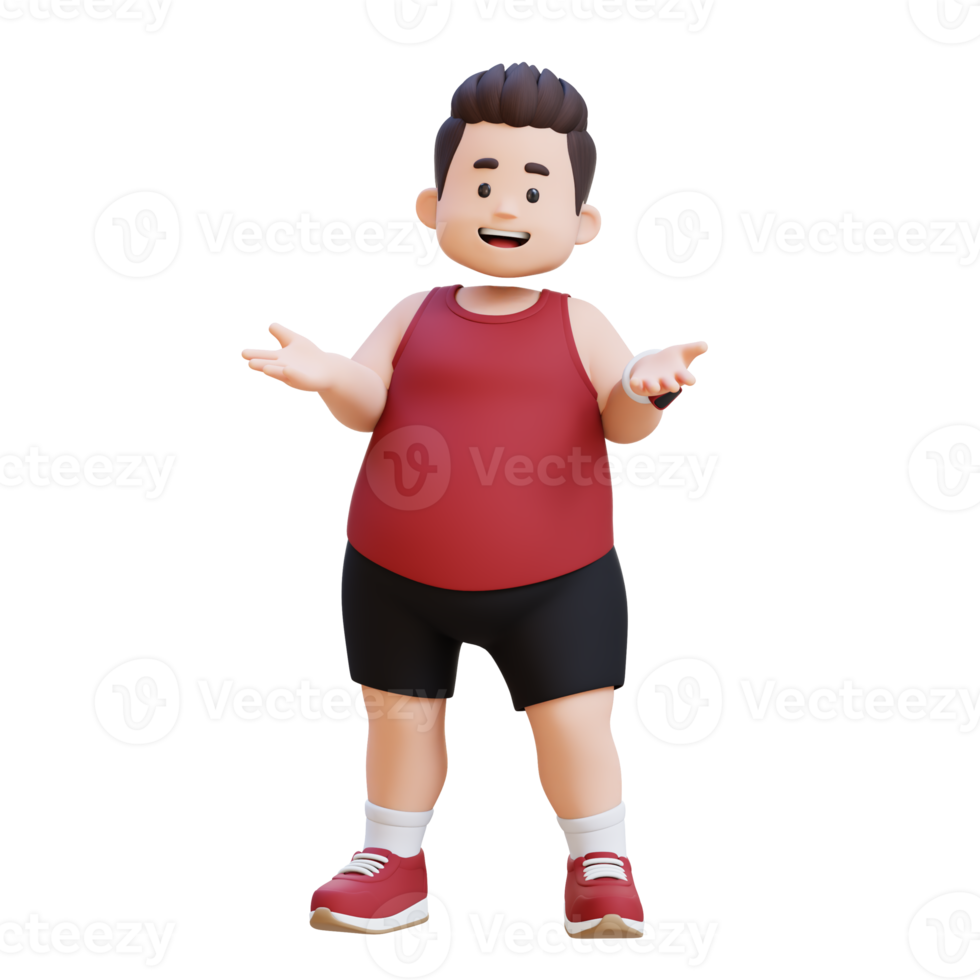 3D plus size overweight fat man talking pose png