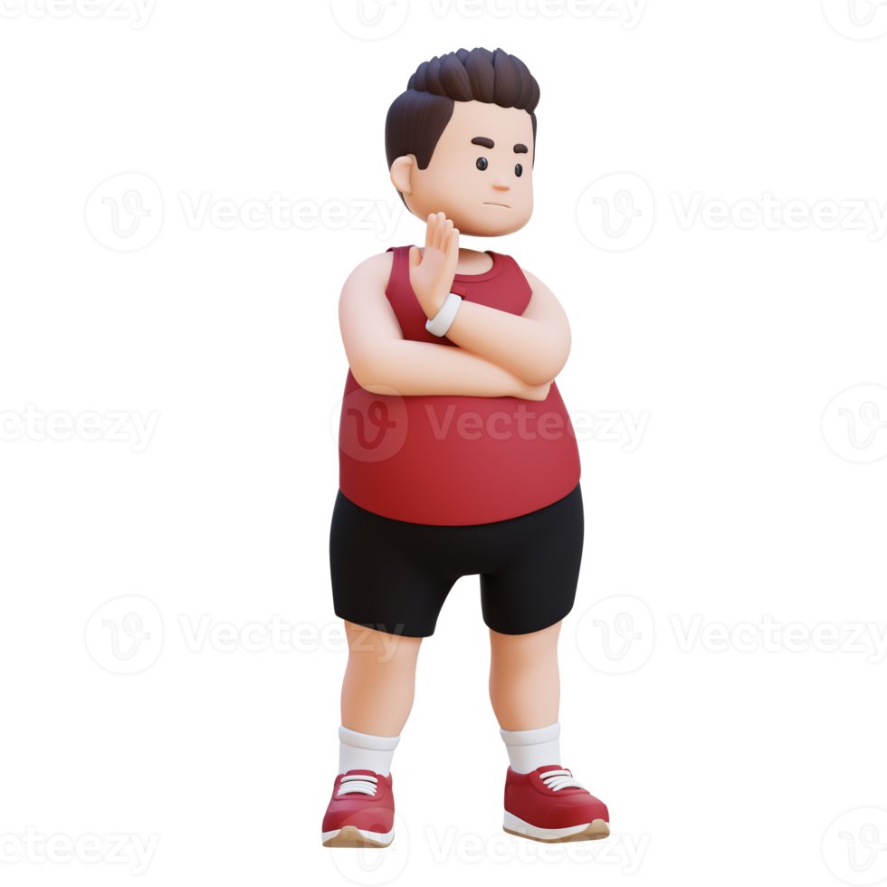 denial 3D plus size overweight man in Sportswear png
