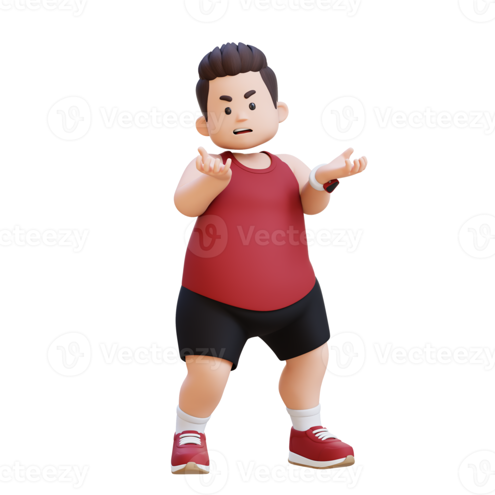 angry 3D plus size overweight man png