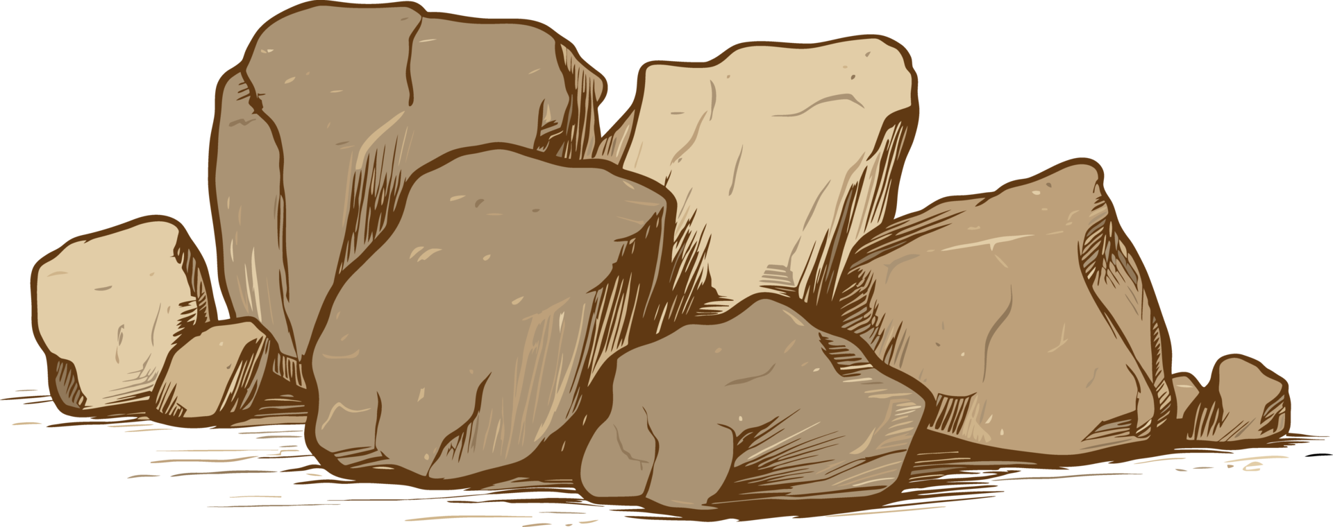 A drawing of rocks in the desert png