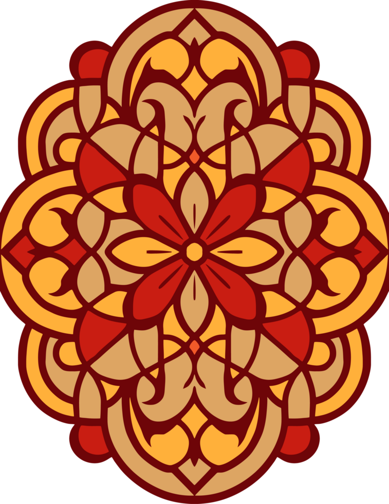 A circular design with red and yellow colors png