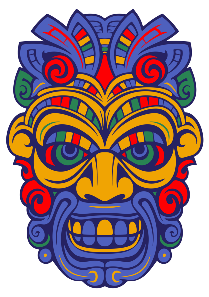 A colorful mask with a face and a smile png