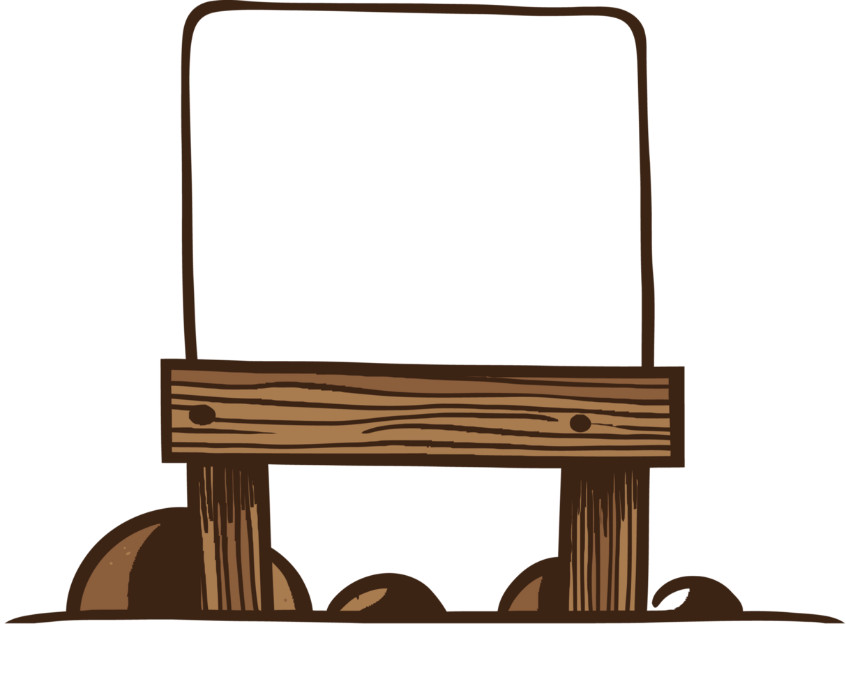 A wooden sign with a black board on it png