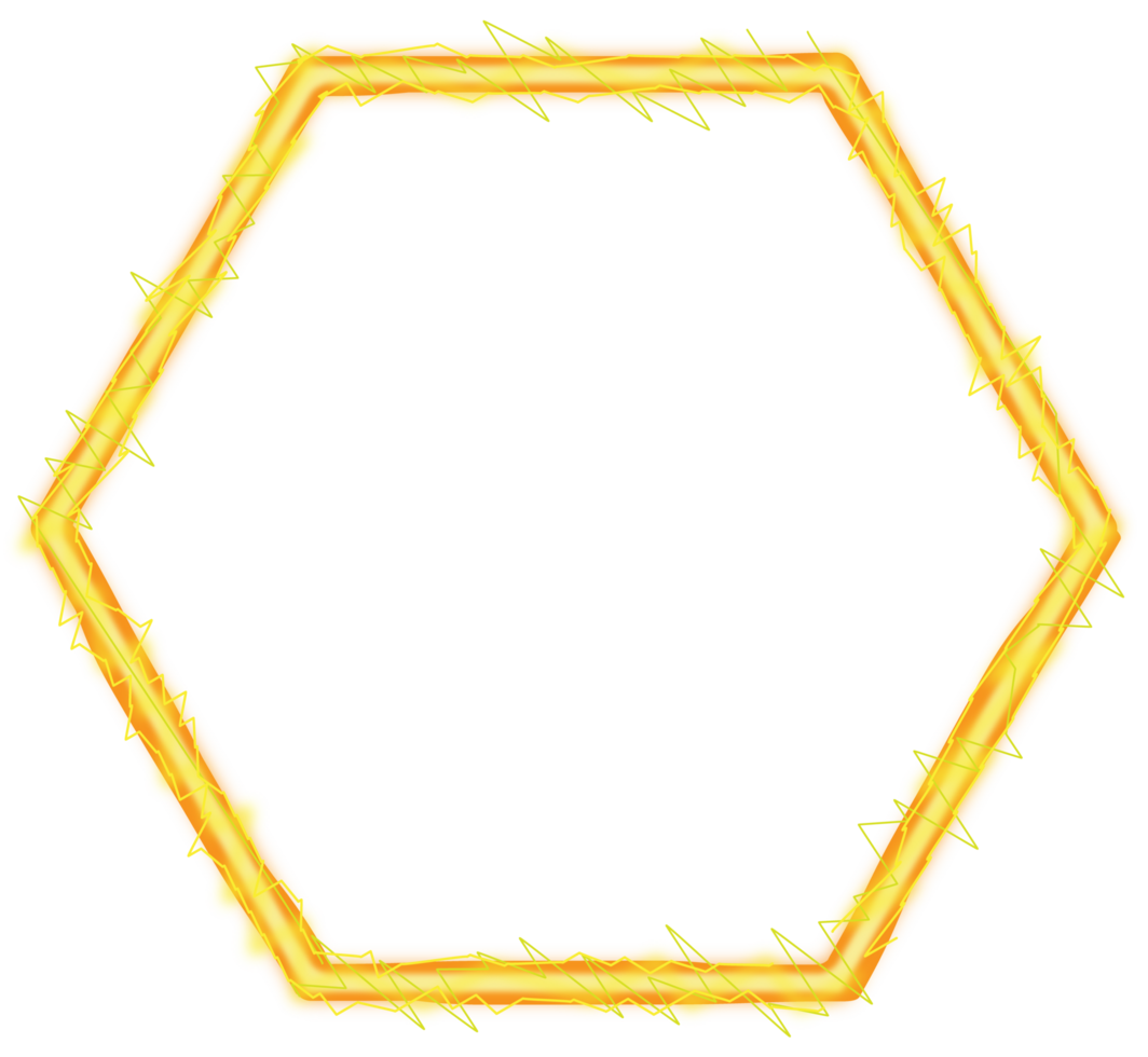 A hexagon with a yellow light in the center png
