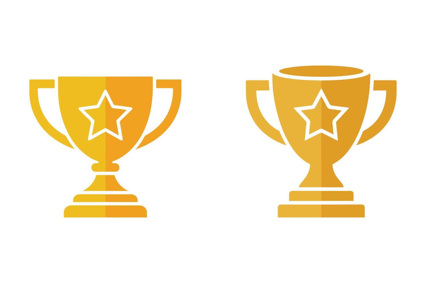 Two Golden Trophies with Stars Minimalist Icons trophy vector