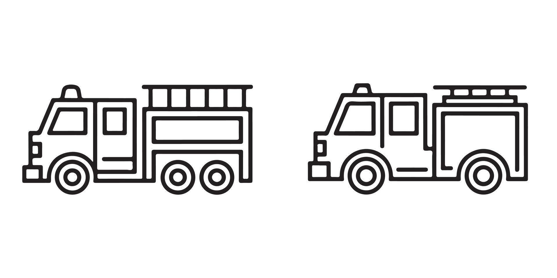 Black and White Line Art Firetruck Illustrations fire engine vector