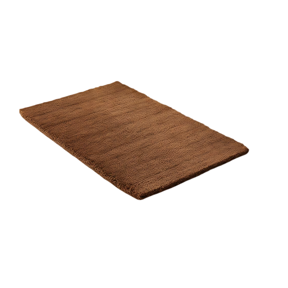 Textured Brown Rectangular Area Rug Positioned Diagonally on Transparent Background png