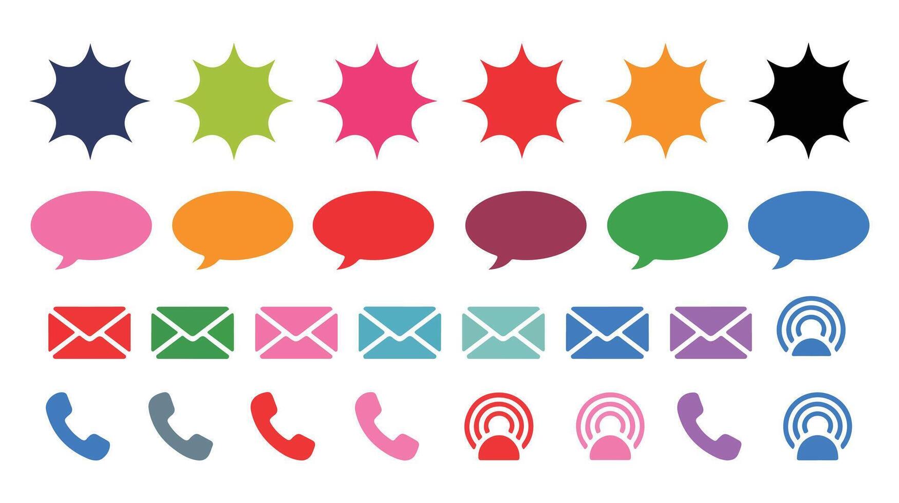 Colorful communication icons representing speech bubbles emails calls and wireless signals vector