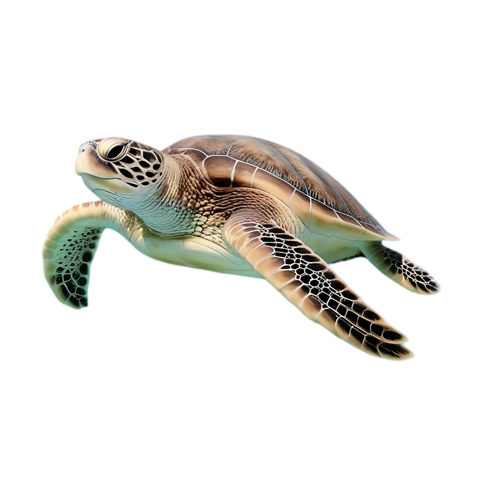 Realistic Sea Turtle Emerging with Detailed Shell and Flipper png
