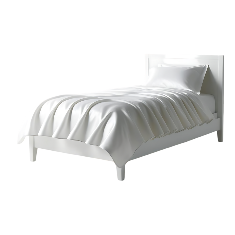 Neatly Made White Bed with Quilted Comforter and Pillow png