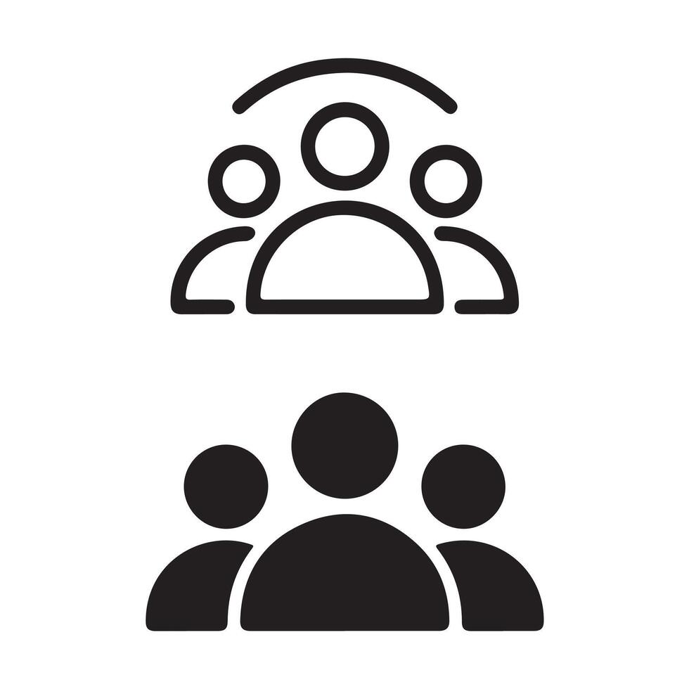 Minimalist Black Icon Set Group People Teamwork Collaboration vector