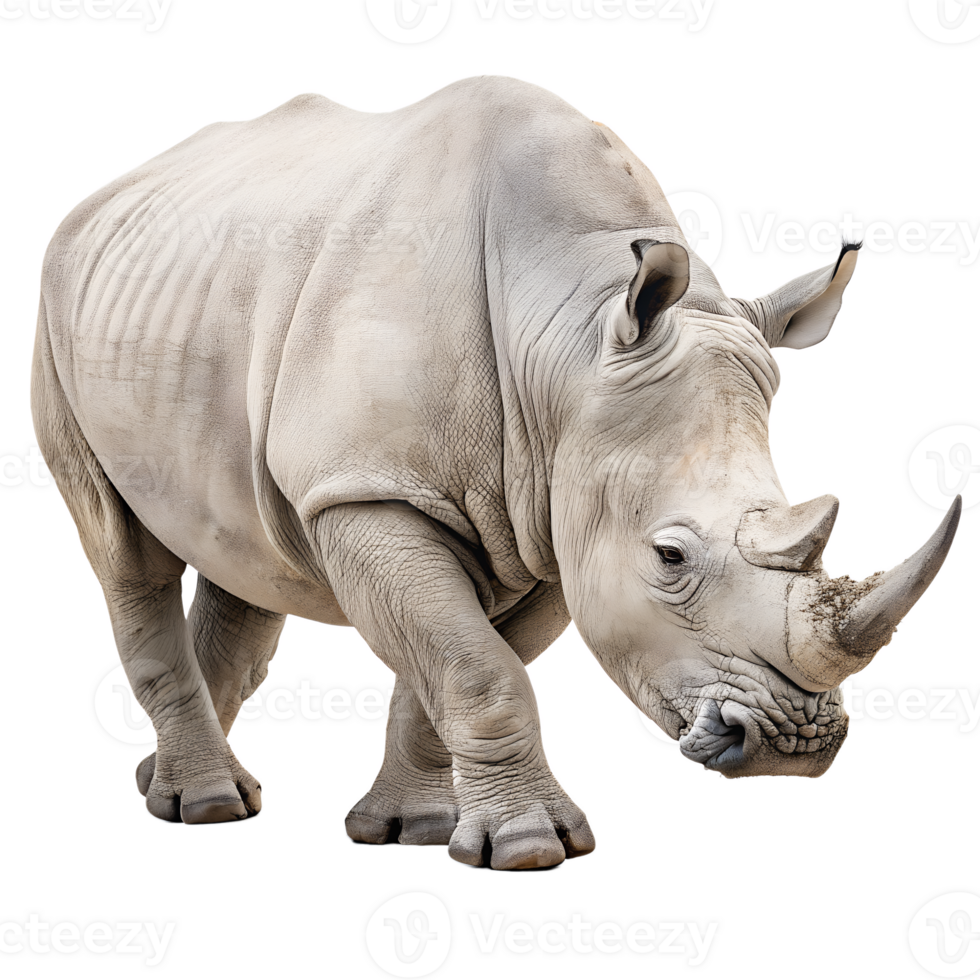 White Rhinoceros walking. isolated on transparent background png