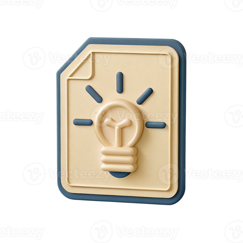 3D icon, A lightbulb icon symbolizing ideas, glowing effect png