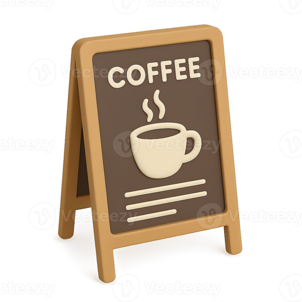 3D Coffee, Menu Board Illustration isolated on a transparent background png
