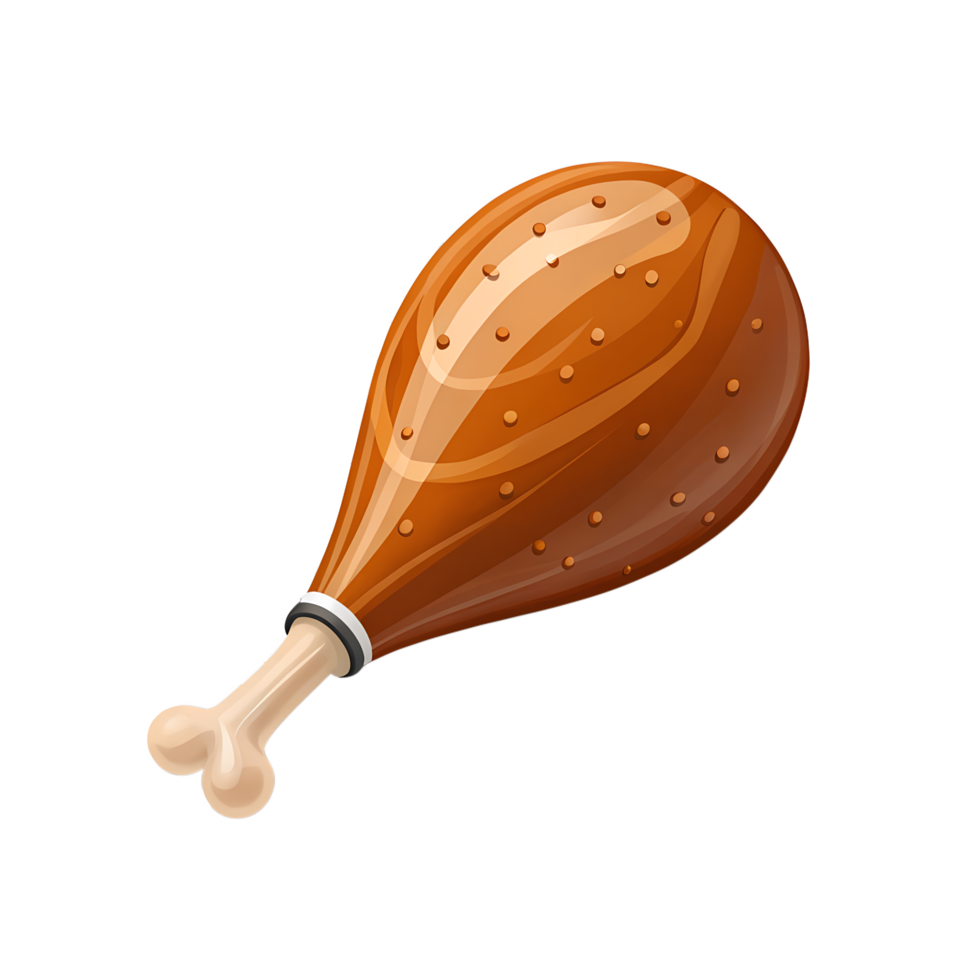 3D icon, A roasted turkey drumstick, isolated on a transparent background png